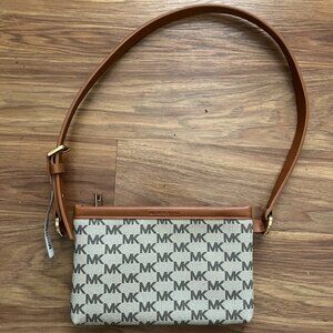 NWT Michael Kors brown and cream-colored belt bag